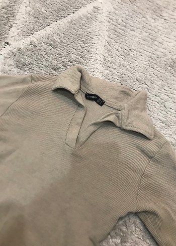 Bej Kadın Uzun Kollu Yakalı İnce Kazak - Görsel 4