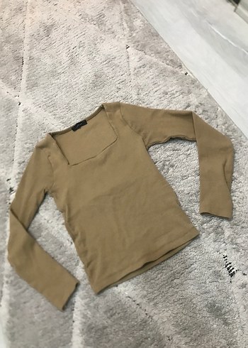 Bej Kadın Süet Uzun Kollu Bluz - Görsel 3