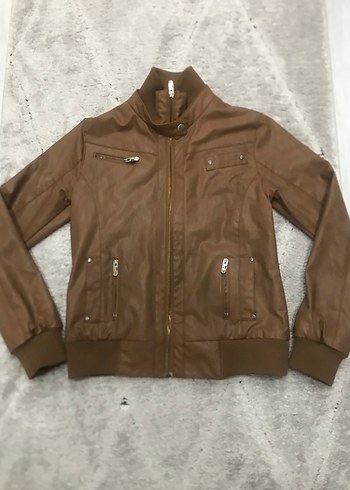 Kadın Parlak Kahverengi Deri Ceket - Görsel 2