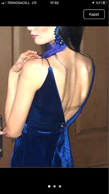 Uzun kadife gece elbisesi