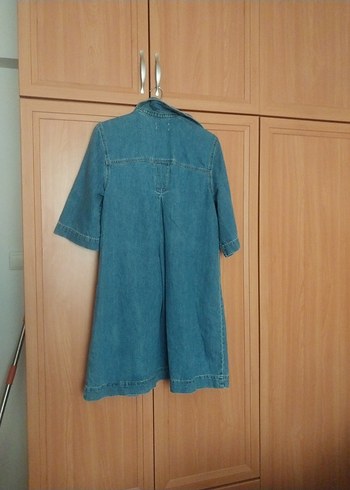 Diğer Düğmeli Mavi Denim Midi Ceket