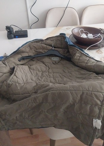 l Beden mavi Renk Mavi Kapitone Fermuarlı Kadın Ceket