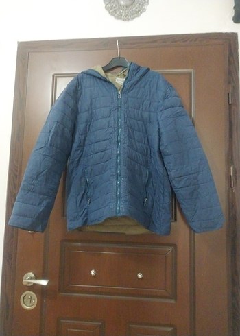 Mavi Kapitone Fermuarlı Kadın Ceket