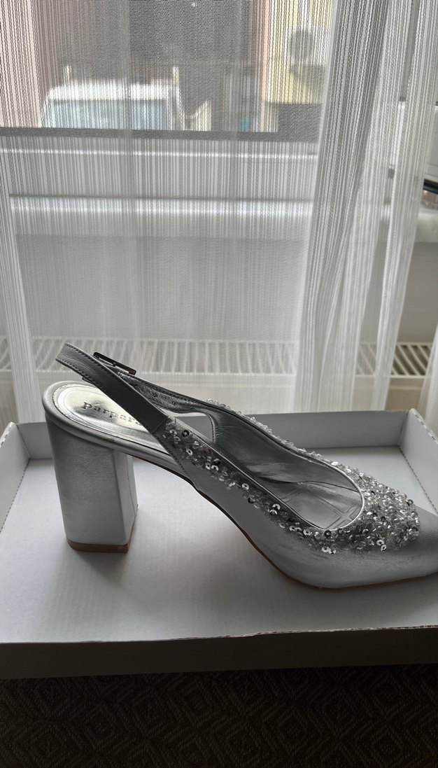 Boncuk İşlemeli Gri Yüksek Topuklu Kadın Ayakkabı - Görsel 5
