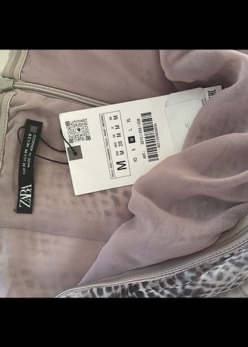 m Beden Zara Yılan Baskılı Askılı Mini Keten Elbise