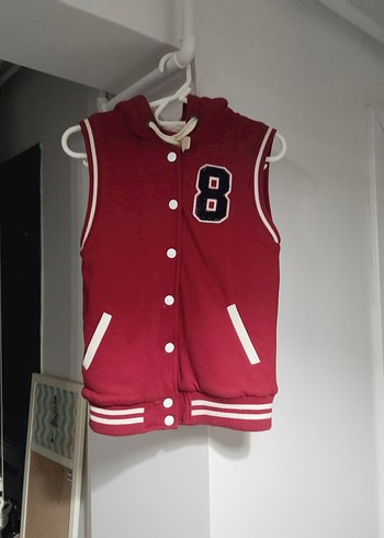 Kırmızı Kapüşonlu Düğmeli unixes Yelek - Görsel 6