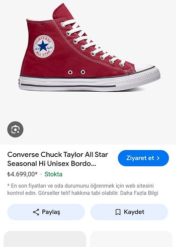 Bordo Converse Kadın Spor Ayakkabı - Görsel 6