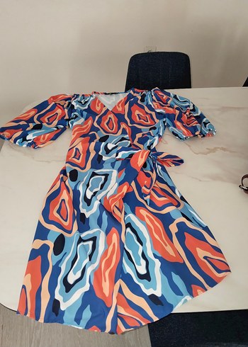 Bershka Renkli Bohem V Yaka Uzun Elbise