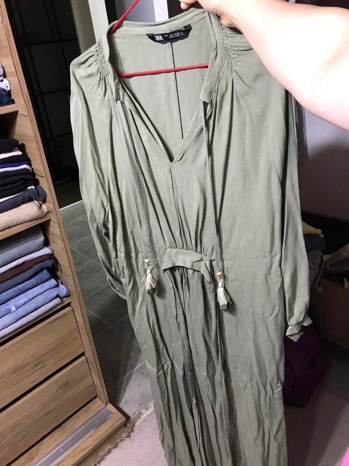 V yaka uzun elbise - Görsel 3