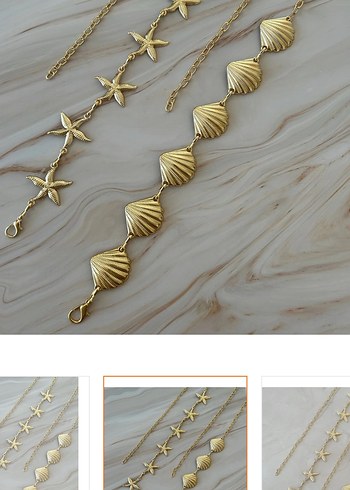 Gold Deniz Yıldızı ve Deniz Kabuğu Bel Zinciri - Görsel 2