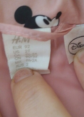 24-36 Ay Beden H&M Kız Çocuk Anorak Yelek Kapüşonlu Mont Mickey Temalı Pembe 2