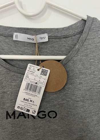 Mango Gri Kısa Kollu Kadın Tişört - Görsel 5