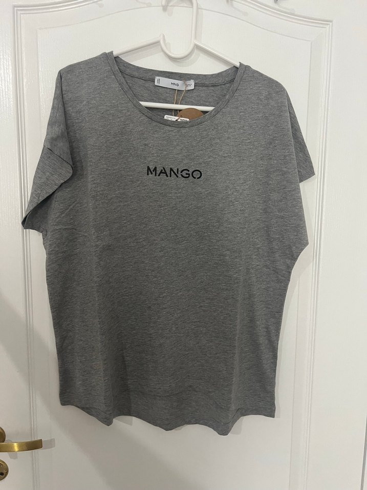 Mango Gri Kısa Kollu Kadın Tişört - Görsel 3