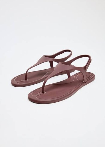 Zara Bordo Düz Sandalet