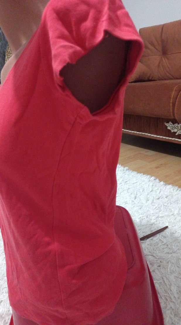 Kırmızı Kısa Kollu Kadın Tişört - Görsel 2