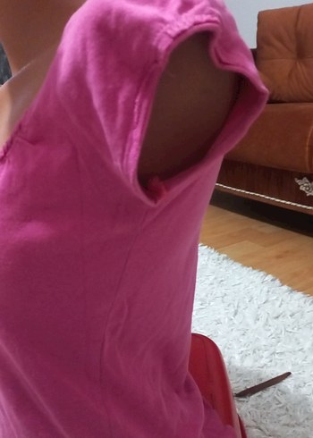 Pembe Kısa Kollu Renkli Baskılı Kız Tişörtü - Görsel 2