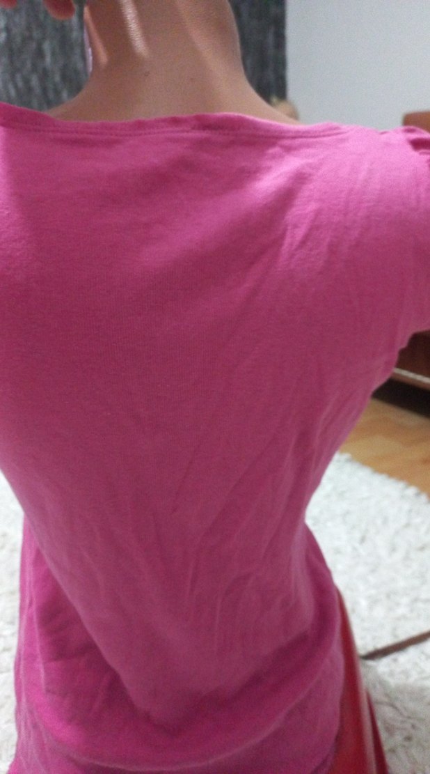 Pembe Kısa Kollu Renkli Baskılı Kız Tişörtü - Görsel 3