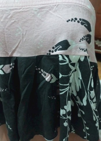 Pembe Gri Baskılı Volanlı Mini Etek - Görsel 2