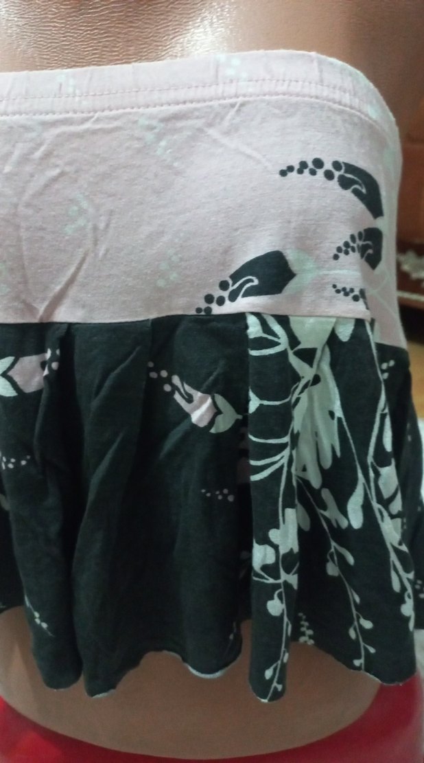 Pembe Gri Baskılı Volanlı Mini Etek - Görsel 2