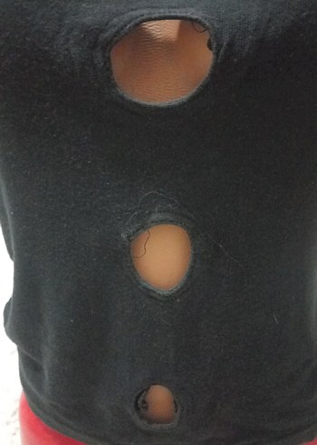 Siyah V Yakalı Gözenekli Kadın Atlet - Görsel 2