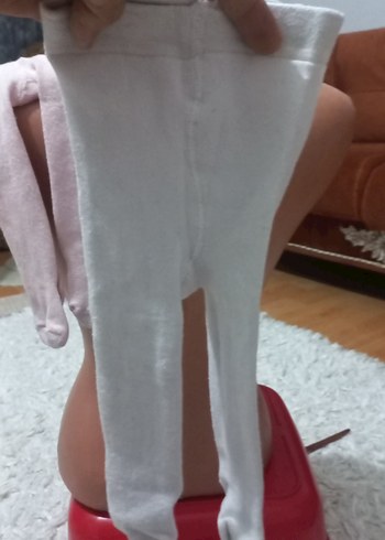 Beyaz ve Pastel Pamuklu Çocuk Külotlu Çorap 2 adet - Görsel 3