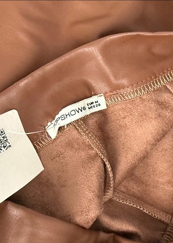 Düğmeli Kahverengi Deri Mini Şort - Görsel 3