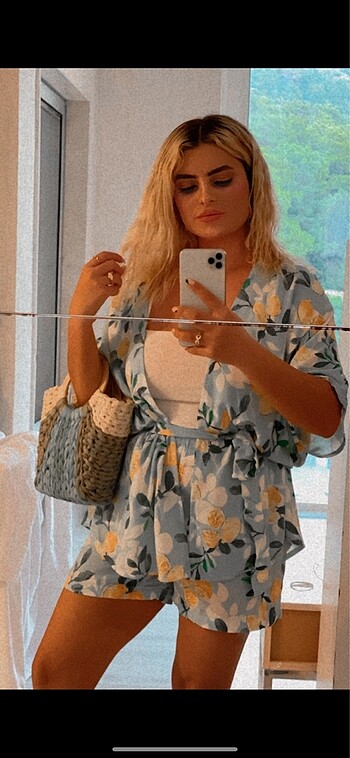Ananas şort kimono ikili takım