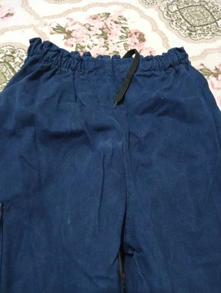 Kemerli Lacivert Bol Kesim Denim Pantolon - Görsel 3