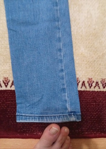 erkek Mavi Denim Bağlama Desenli Normal Boy Jean - Görsel 3