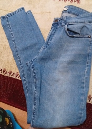 erkek Mavi Denim Bağlama Desenli Normal Boy Jean - Görsel 6