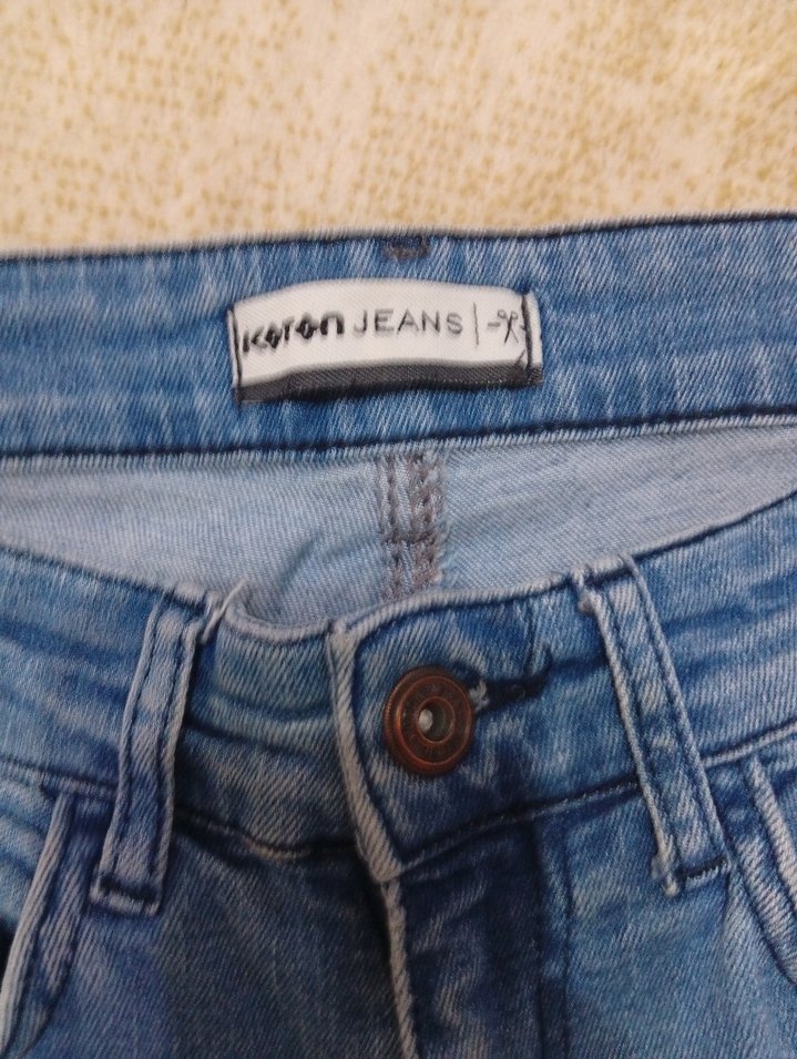 erkek Mavi Denim Bağlama Desenli Normal Boy Jean - Görsel 4