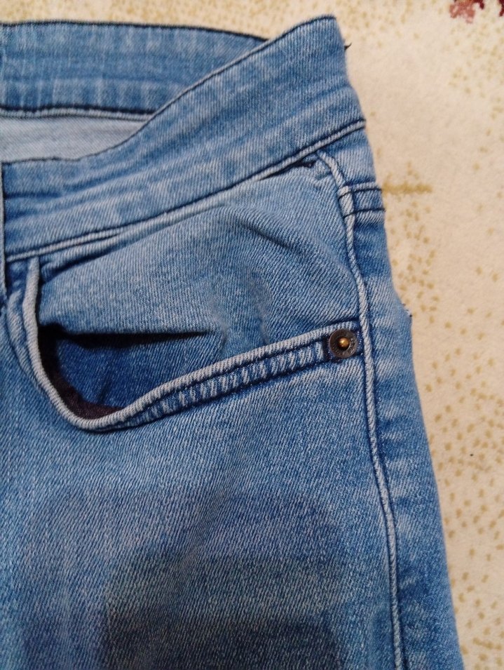 erkek Mavi Denim Bağlama Desenli Normal Boy Jean - Görsel 5