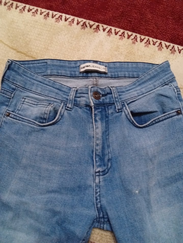 erkek Mavi Denim Bağlama Desenli Normal Boy Jean - Görsel 2