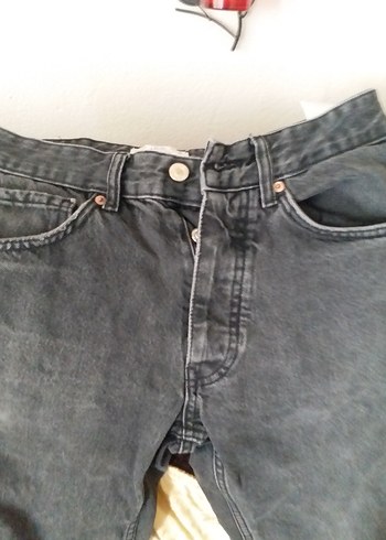 Pull and Bear Gri erkekLoose Fit Midi Denim Jean