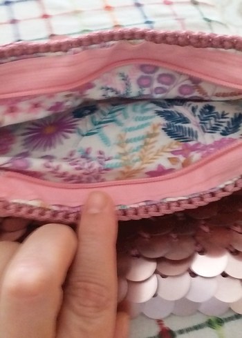 Beden kahverengi Renk pembe Parlak İşlemeli Örgü Kadın Portföy Çanta