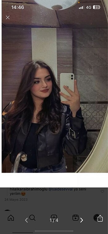 Crop deri ceket - Görsel 4