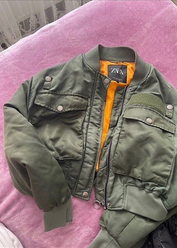 Kadın Haki Renk Bomber Ceket