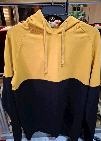 Sarı Siyah Kapüşonlu Sweatshirt - Görsel 6