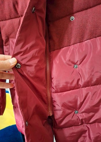 Bordo Kürklü Kadın Kışlık Mont - Görsel 5