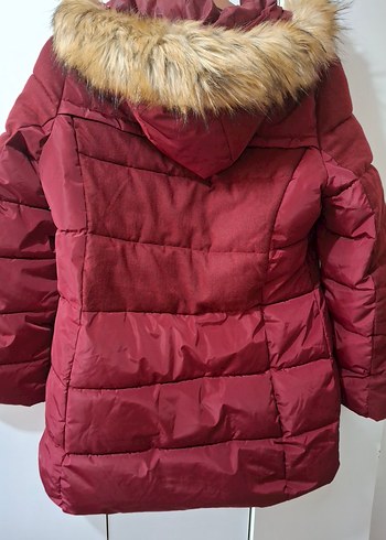 Bordo Kürklü Kadın Kışlık Mont - Görsel 2
