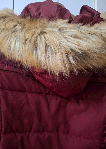 Bordo Kürklü Kadın Kışlık Mont - Görsel 4