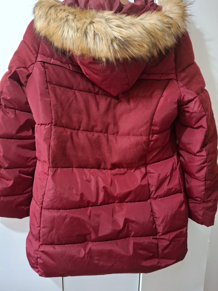 Bordo Kürklü Kadın Kışlık Mont - Görsel 2