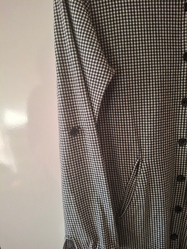 Gri Ekose Midi Kadın Gömlek - Görsel 5