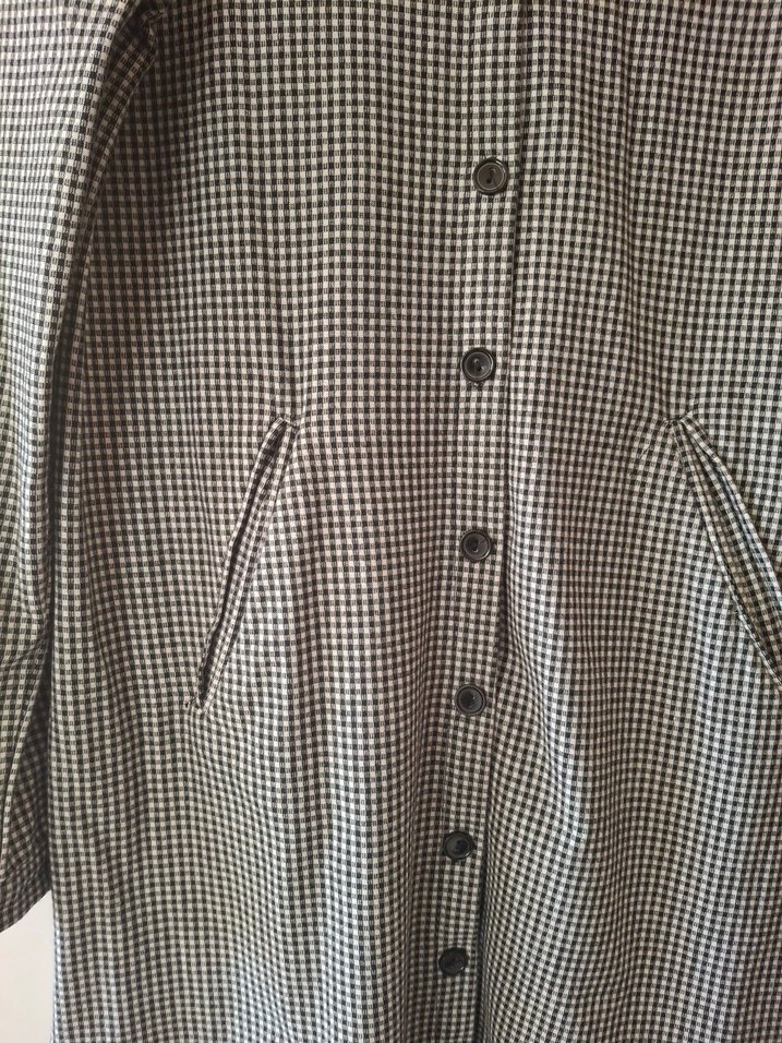 Gri Ekose Midi Kadın Gömlek - Görsel 2