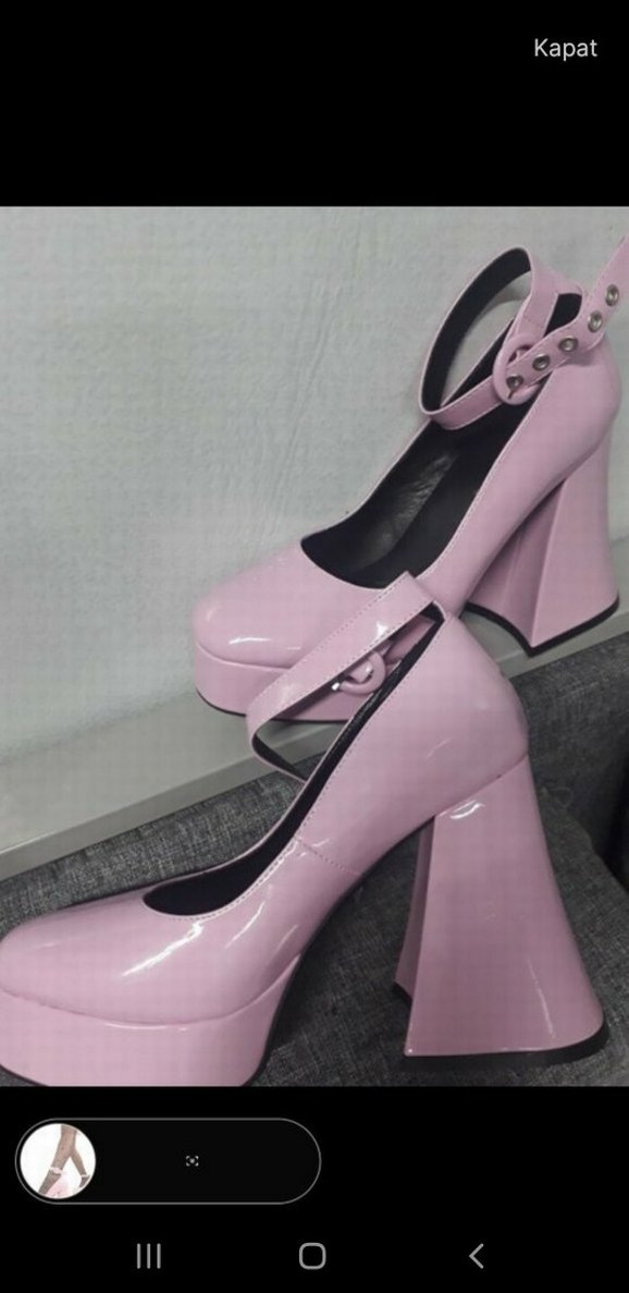 Pembe Rugan Platform Topuklu Kadın Ayakkabı - Görsel 2
