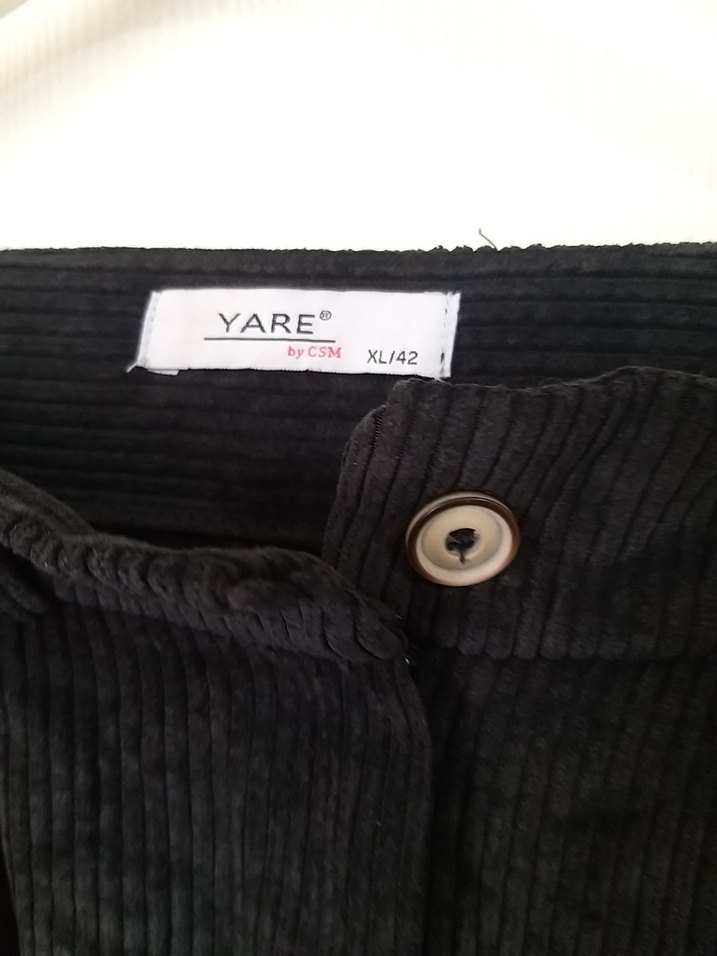 Siyah fitilli pilili pantolon jean tarzında kaliteli yüksek bel - Görsel 2