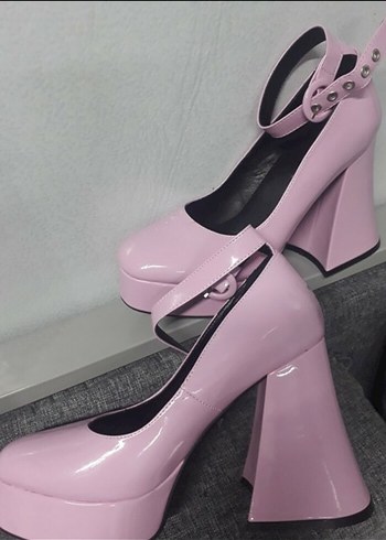 Pembe Platform Topuklu Tokalı Ayakkabı - Görsel 2