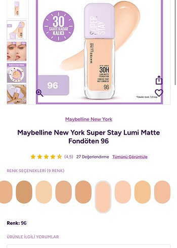 Maybelline Super Stay Lumi Matte Fondöten 96