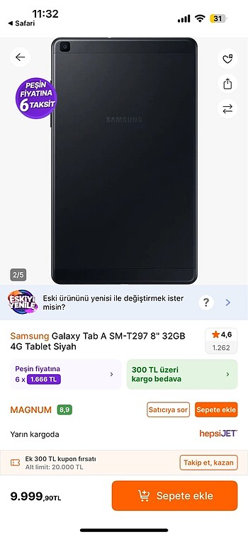 Beden Renk Samsung Galaxy tab A Tablet