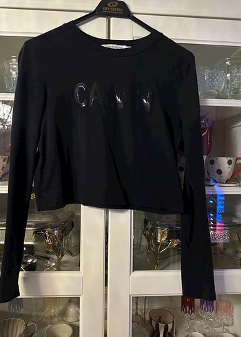 Kadın Siyah Uzun Kollu Crop Top #calvinklein